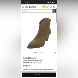 Used Isabel Marant Darizo Suede Western Boots Size 39